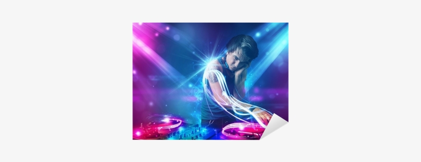 Energetic Dj Mixing Music With Powerful Light Effects - Music, transparent png download