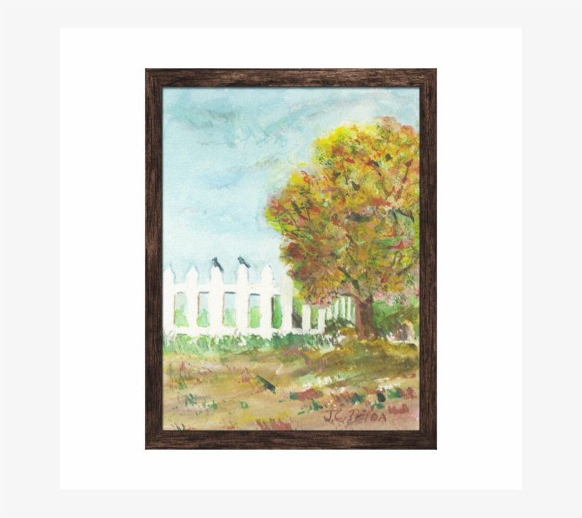 Autumn Tree With Birds Watercolor Print On Canvas Stretched - Canvas Print, transparent png download