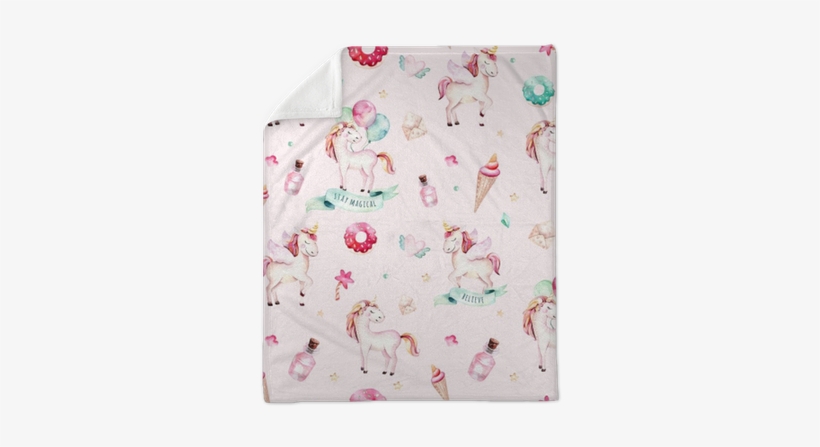 Isolated Cute Watercolor Unicorn Pattern - Unicorn Watercolor, transparent png download