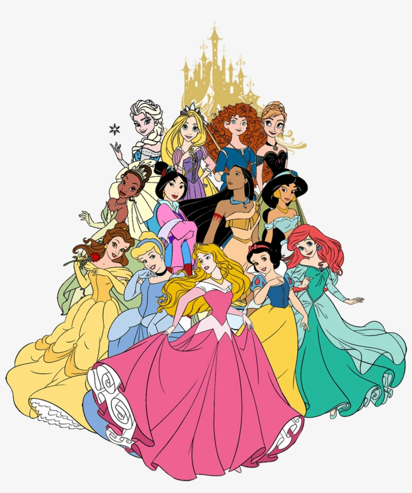 Disney Princess Castle Clipart - Disney Princess With Anna And Elsa, transparent png download