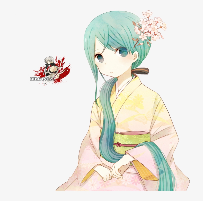 Hatsune Miku Kimono Render / Png By Bigbang27 - Vocaloid, transparent png download