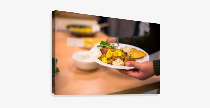 Woman Holding Plate Of Vegan Food Canvas Print - Food, transparent png download