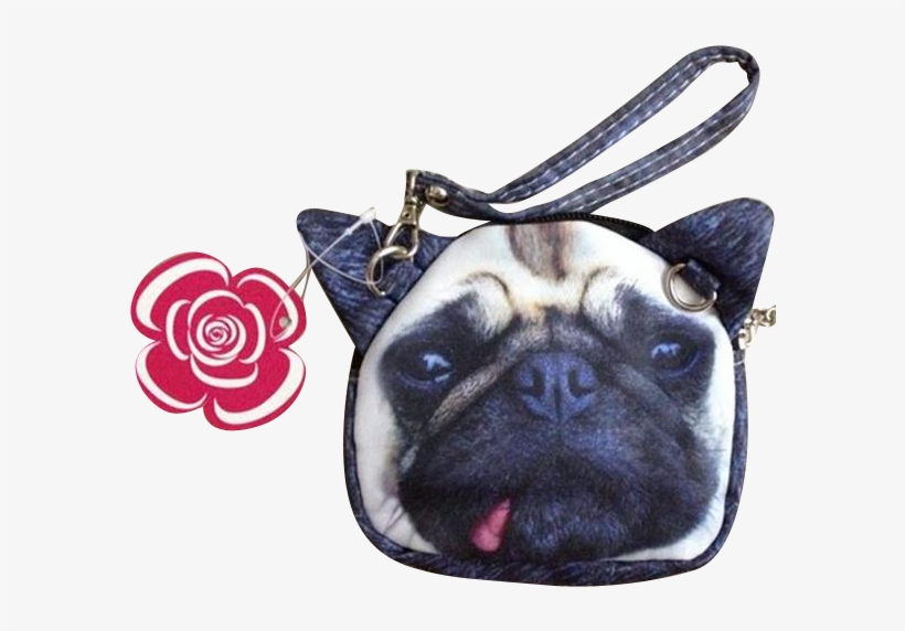 Pug Print Dog Puppy Tan Fawn Black Zip Top Coin Wallet, transparent png download