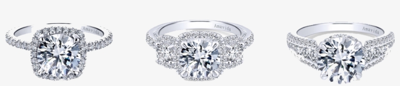 Service - 18k White Gold 1/2 Ct Tw Halo Engagement Ring Mounting,, transparent png download