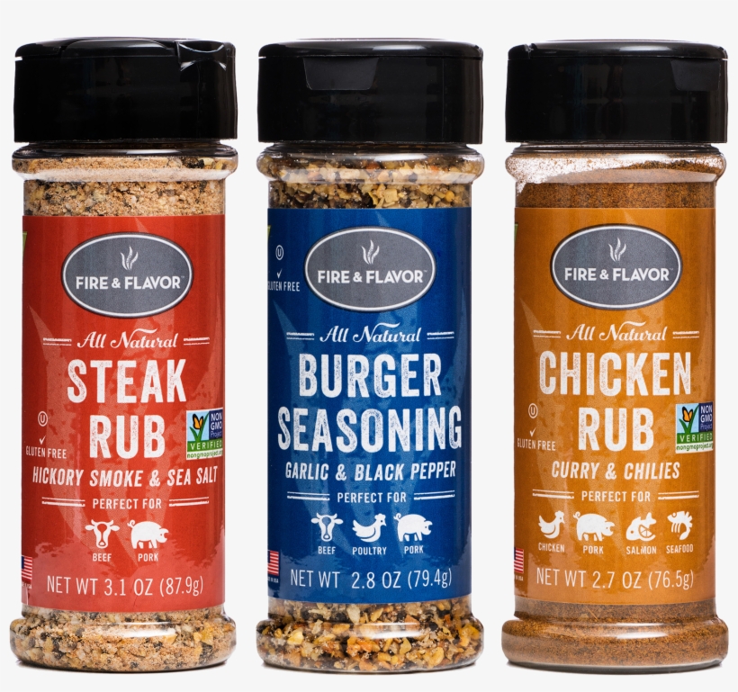 Fire & Flavor Rub & Seasoning Variety 3-pack, - Spice Rubs For Chicken And Steak, transparent png download