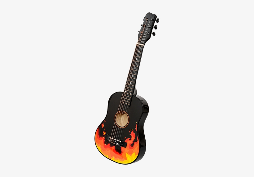 Acoustic Guitar Black Flames, Black, Large - Acoustic Guitar, transparent png download