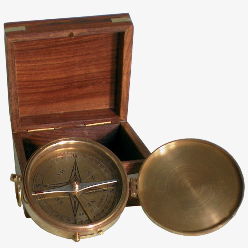 Compass With Wooden Box, Batela Uk - Batela Nautical Brass Compass, transparent png download
