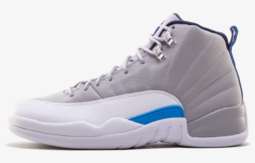Jordan Retro 12 Basketball Shoe - Men's Grey/blue/white, transparent png download