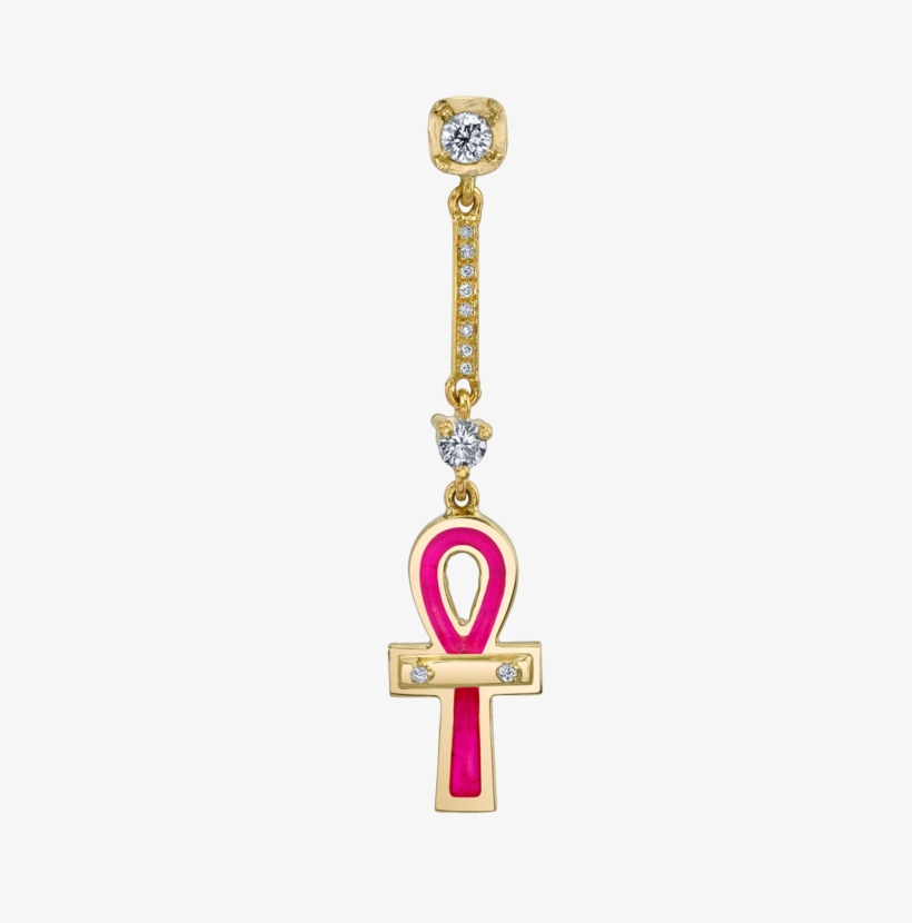 Diamond And Pink Ankh Drop Earring, transparent png download