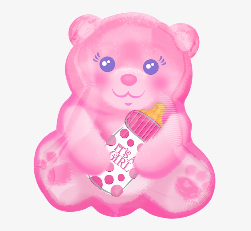 It's A Girl Bear Foil Balloon - Baby Girl With Bottle, transparent png download