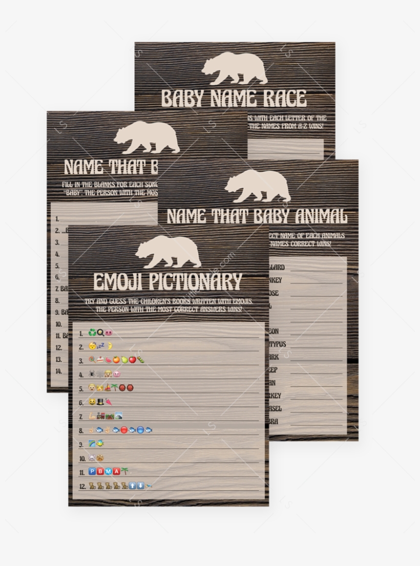 Rustic Baby Shower Games Set Printables Wood Look By - Baby Shower, transparent png download