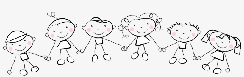 Kids Holding Hands - Daycare Clipart Black And White, transparent png download