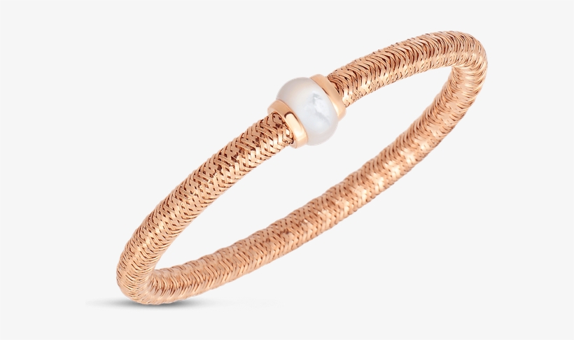 Roberto Coin Flexible Bangle With Mother Of Pearl - Gold, transparent png download