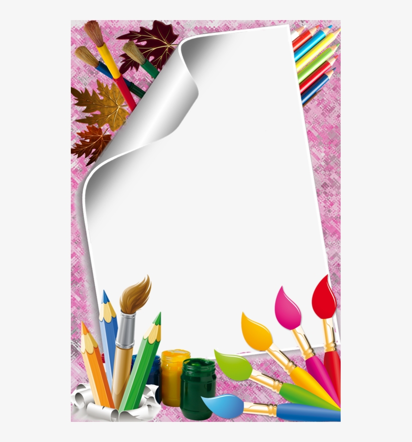 Crayons Stylos - Page - Encadrement De Page Coloré, transparent png download