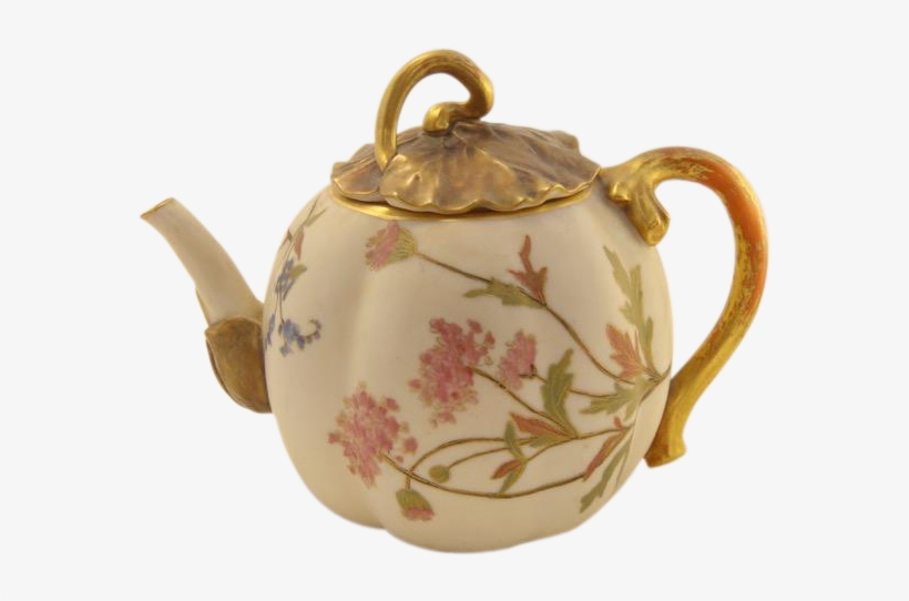 Antique Royal Worcester Blush And Gold Teapot , Decorated - Worcester, transparent png download