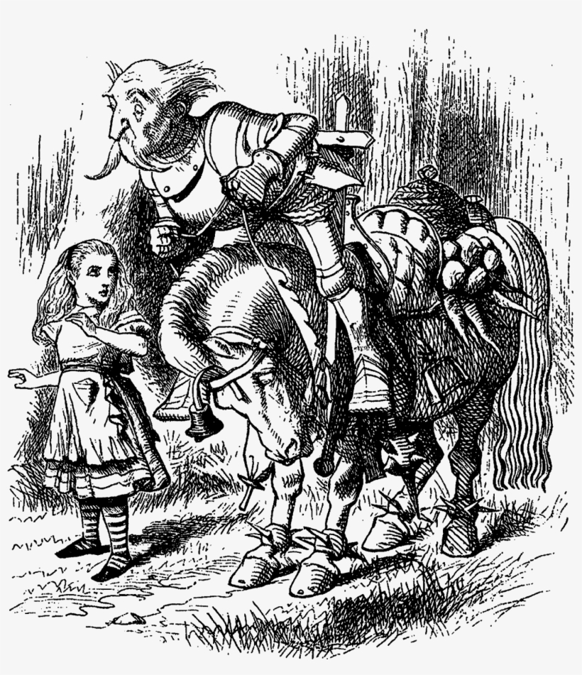 Through The Looking Glass White Knight Image Downloads - Giclee Painting: Tenniel's White Knight Alice, transparent png download