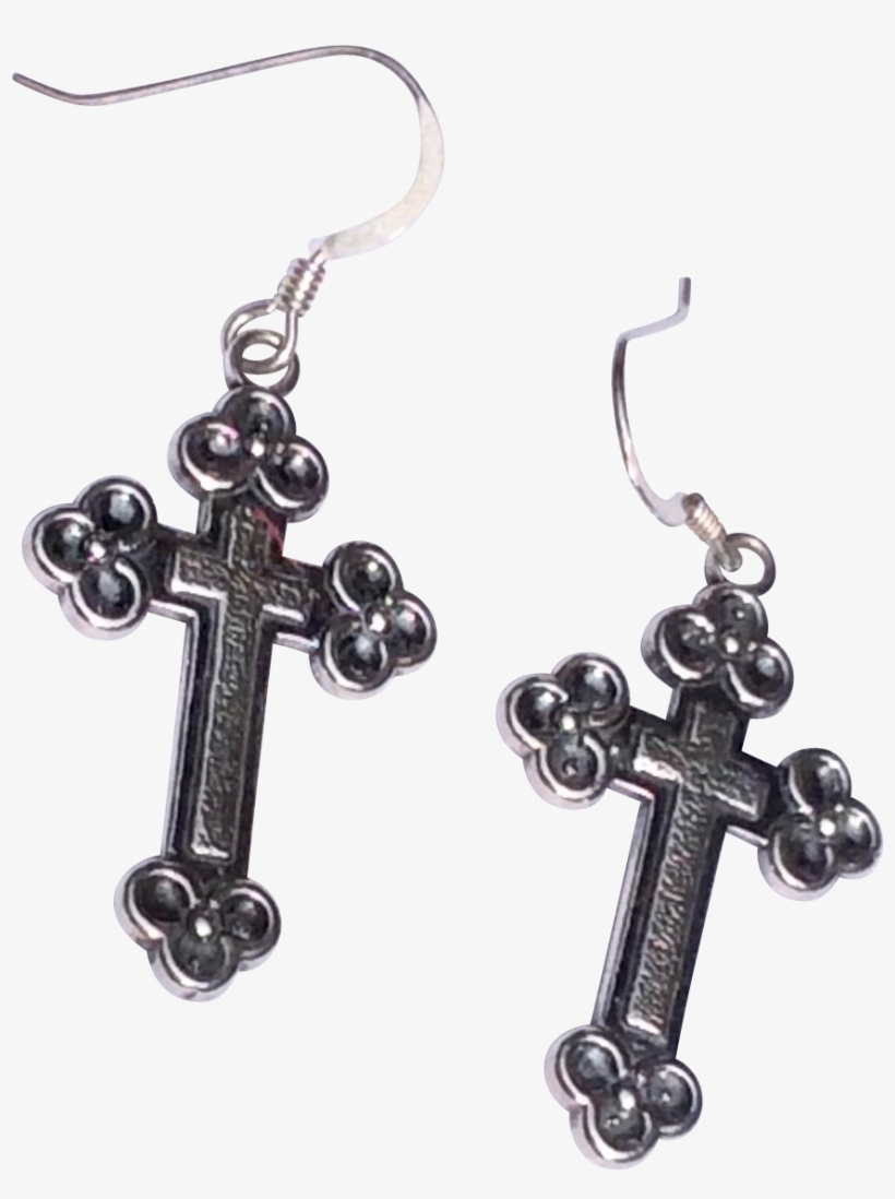 Vintage Sterling Silver Cross Dangle Earrings Found - Vintage Sterling Silver Cross Dangle Earrings, transparent png download