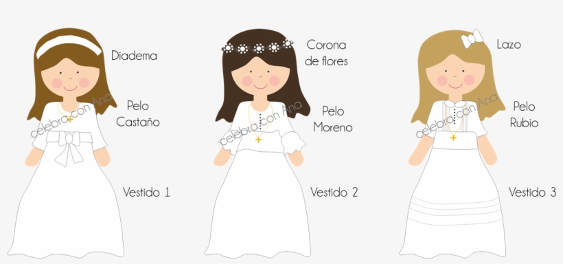 De Vestido , Tres Colores De Pelo (castaño, Moreno - Cartoon, transparent png download
