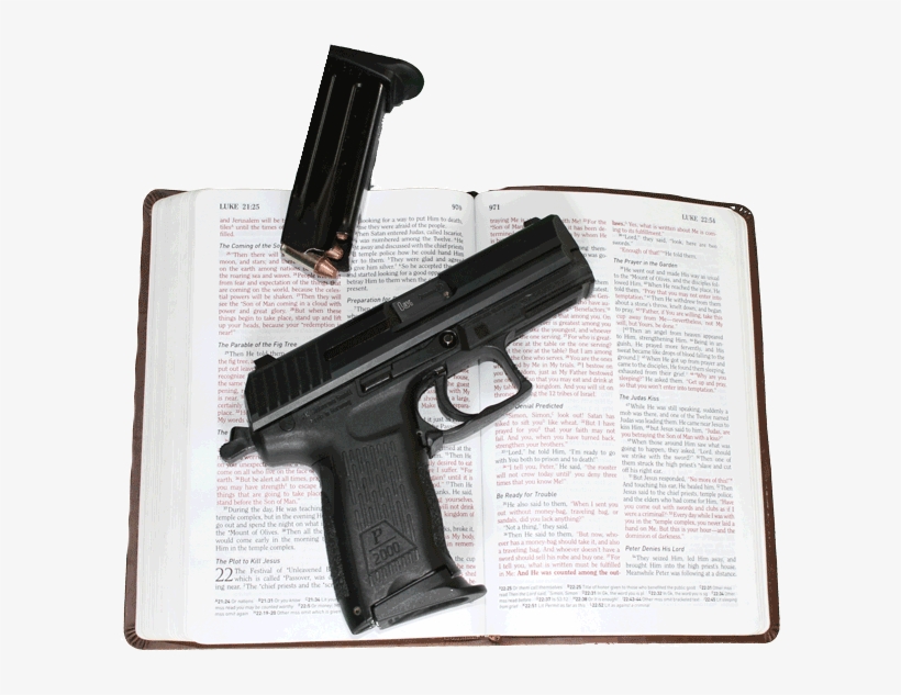 Gun On A Bible - Scripture Backgrounds Luke 21 5 38, transparent png download