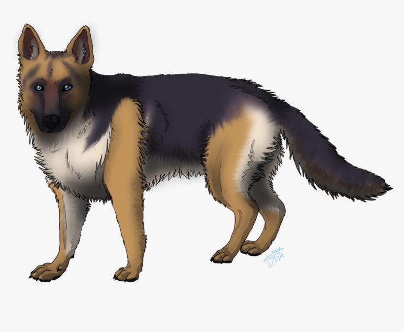German Shepherd Dog By Starrywolfie-d4kihnq - German Shepherd Digital Art, transparent png download