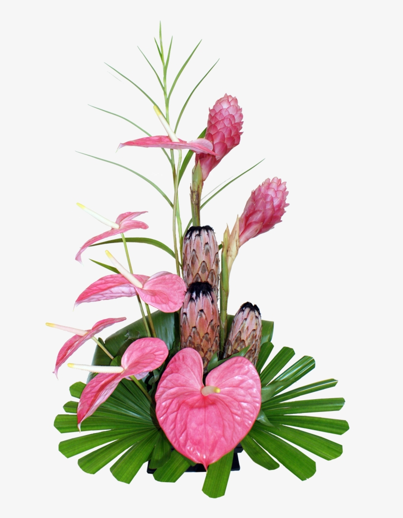 95 Previous Next - Pink Exotic Floral Arrangements, transparent png download
