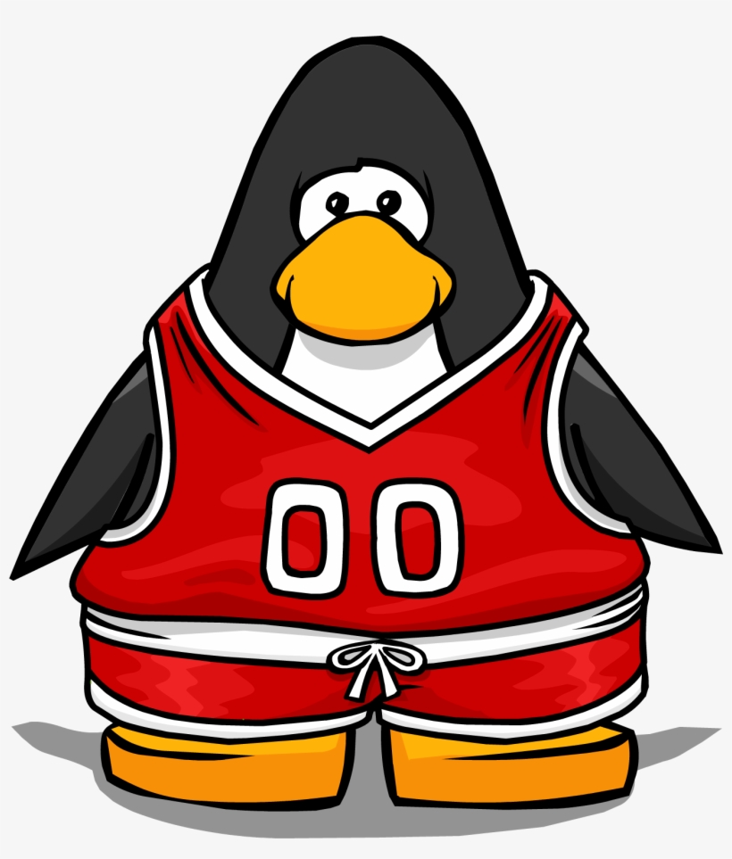 Red Basketball Jersey On A Player Card - Club Penguin Basketball Player, transparent png download