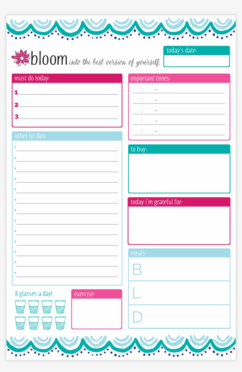Lifestyle Watercolor Aztec V=1538328140 - Bloom Daily Planners Teal Daily Planning System Pad, transparent png download