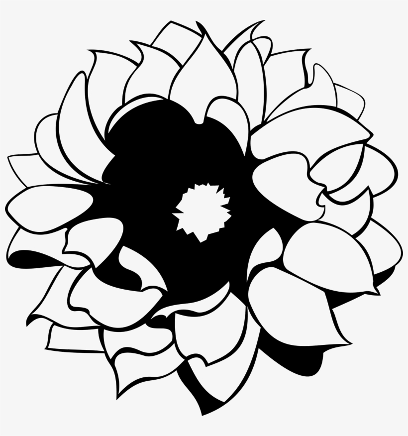 Blooming Flower Outline Rubber Stamp - Flower, transparent png download