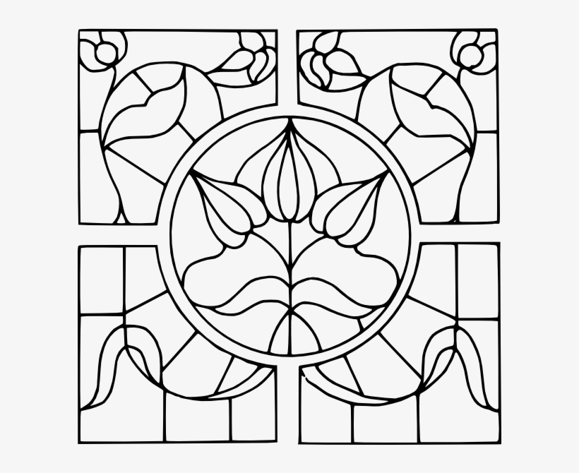 How To Set Use Stained Glass Flowers Outline Clipart, transparent png download