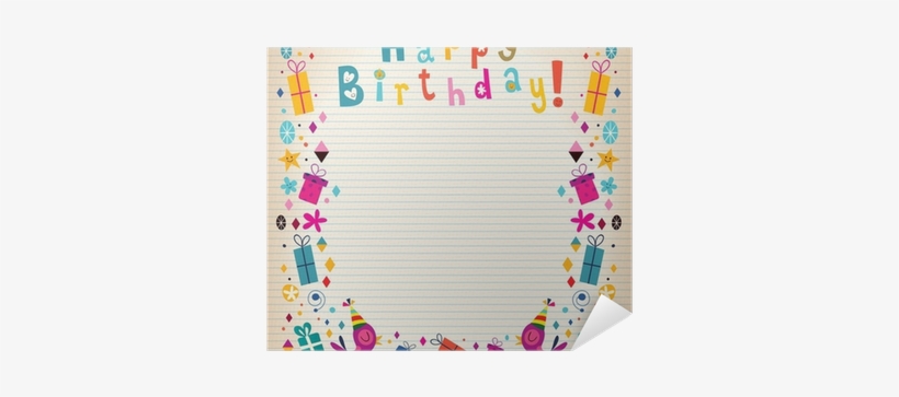 Happy Birthday Border Lined Paper Retro Card Poster - Happy Birthday Border Design, transparent png download
