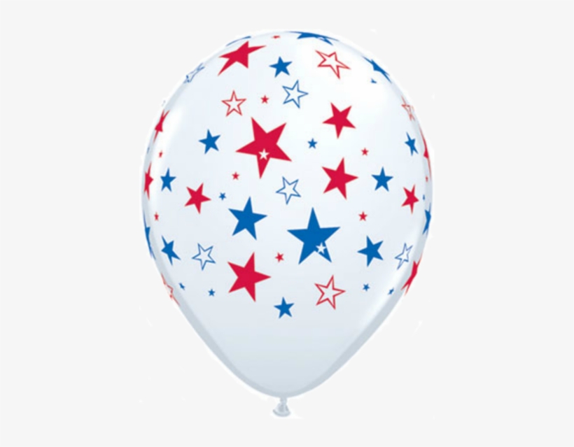White Balloon With Red And Blue Stars - Pioneer Balloon Stars Balloons, White/red And Blue, transparent png download