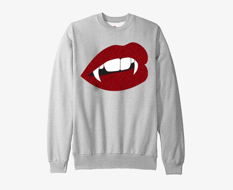 Glitter Lips Vampire Fangs Sweatshirt Super Soft And - Hanes Men's Ecosmart Fleece Sweatshirt, Light Steel,, transparent png download