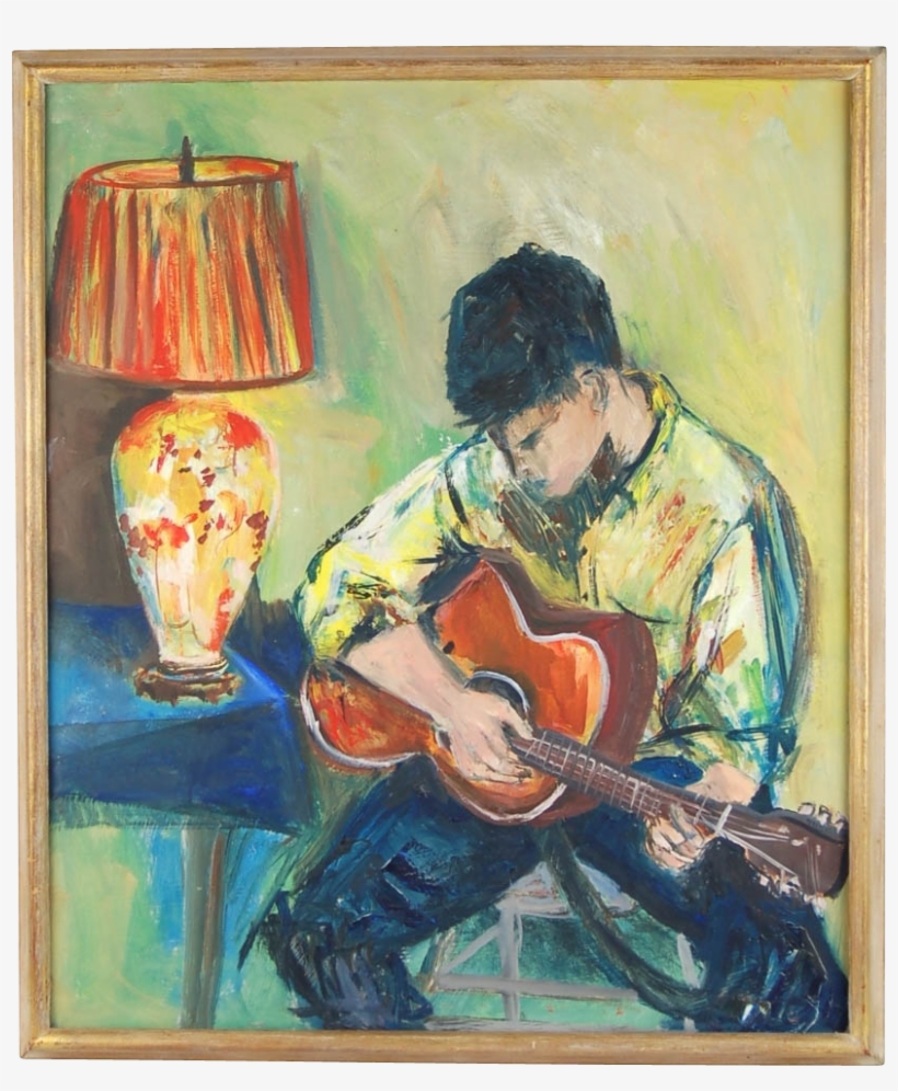 M#century Oil Painting Folk Singer Guy With Acoustic - Oil Painting, transparent png download