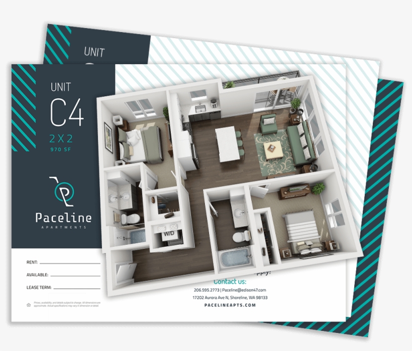 3d Floor Plans For Apartments By Resident360 - 3d Floor Plans, transparent png download