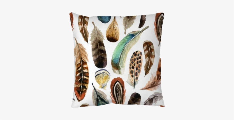Watercolor Feather Background Pillow Cover - Lunch Napkins Aquarell Feathers, transparent png download