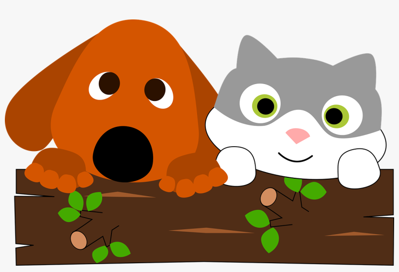 Vector Stock A And Behind Tree Trunk Medium Image - Cartoon Cat And Dog, transparent png download