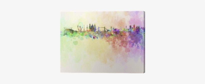 London Skyline In Watercolor Background Canvas Print - Brewster Home Fashions London Wall Mural, transparent png download