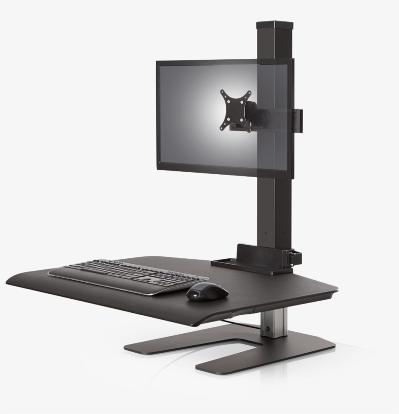 Sit Stand Winston Wnst 1 104 Front Right - Winston Workstation Dual Monitor Mount Sit Stand Desk, transparent png download
