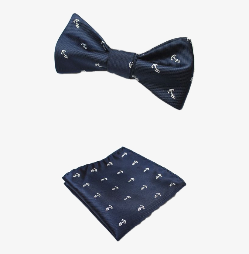 Dark Blue Anchor Bow Tie And Pocket Square, transparent png download