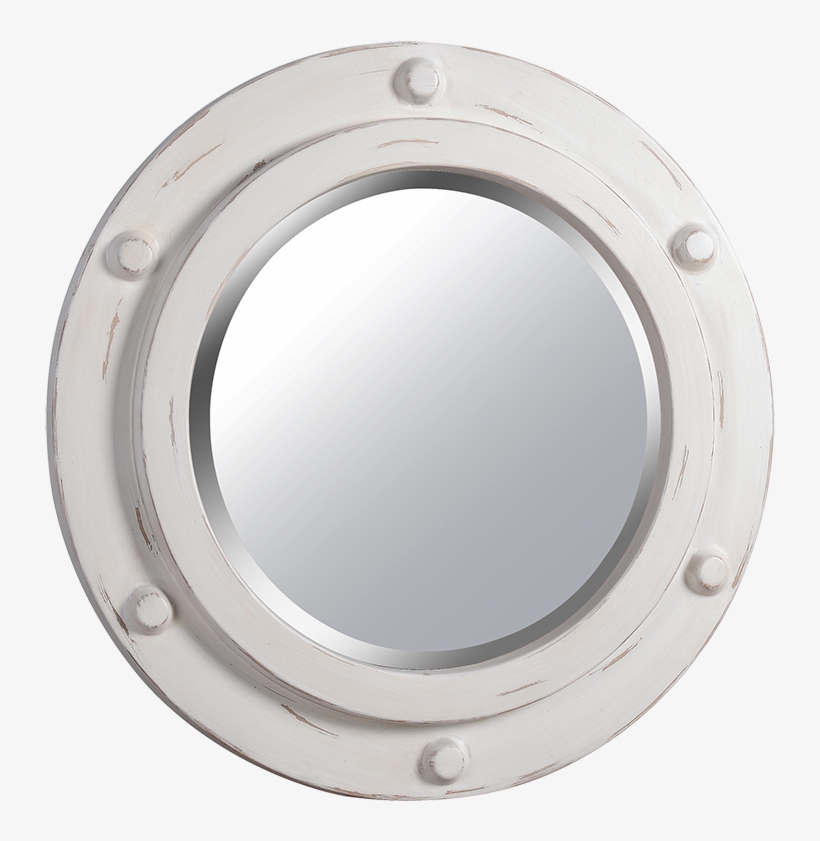 Longshore Tides Round Distressed White Accent Mirror, transparent png download