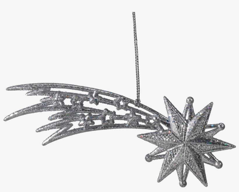Shooting Star With Silver Glitter - Rozet Baskı, transparent png download