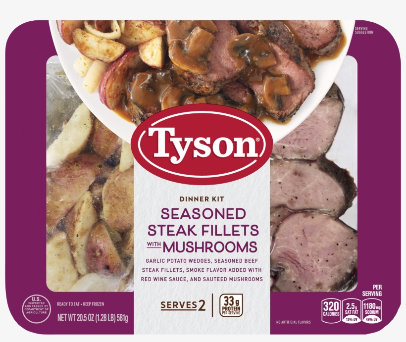 Tyson® Fully Cooked Seasoned Steak Fillets With Mushrooms - Tyson Fully Cooked Seasoned Steak Fillets With Mushrooms, transparent png download
