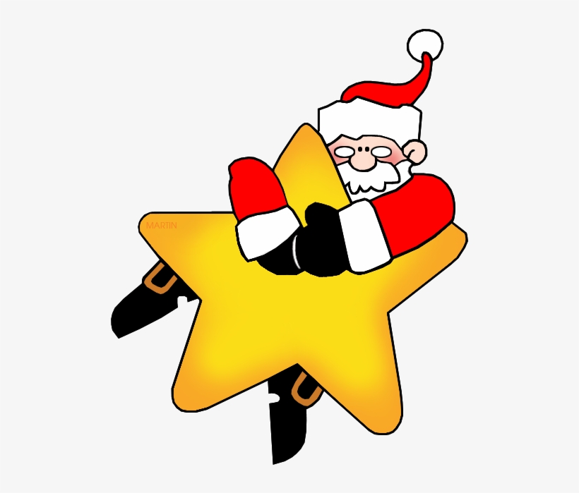 Christmas Clip Art By Phillip Martin, Santa On A Star - Clipart Christmas Star, transparent png download