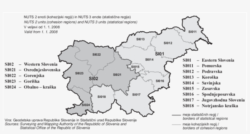 Nuts 2 And Nuts 3 Regions In Slovenia - Nuts Regions Slovenia, transparent png download