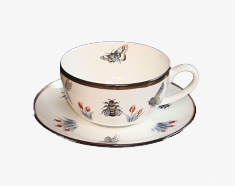 Tea Cup And Saucer Bees - Cup, transparent png download