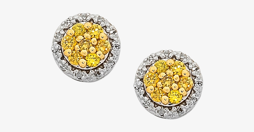 White Gold Yellow And White Diamond Earrings - Earrings, transparent png download