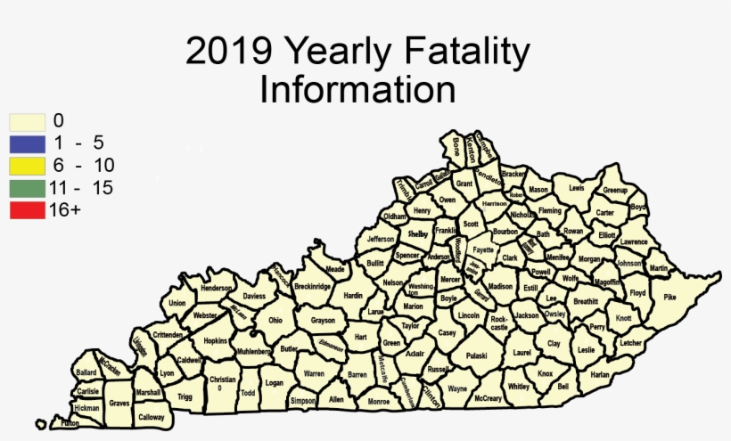 2019 Yearly Map By County - Kentucky, transparent png download