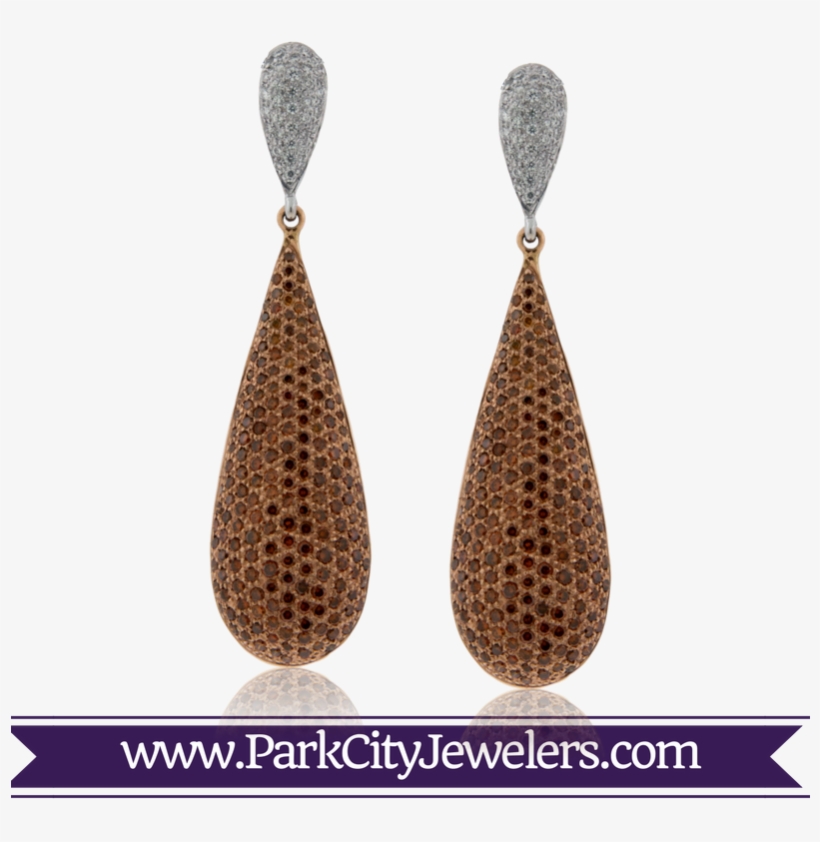 Cognac And White Diamond Pave Drop Earrings, transparent png download