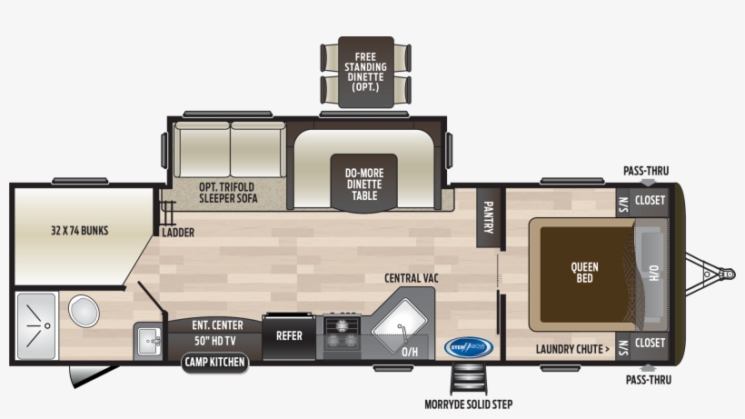 Hideout 28bhs Travel Trailer - Floor Plan, transparent png download