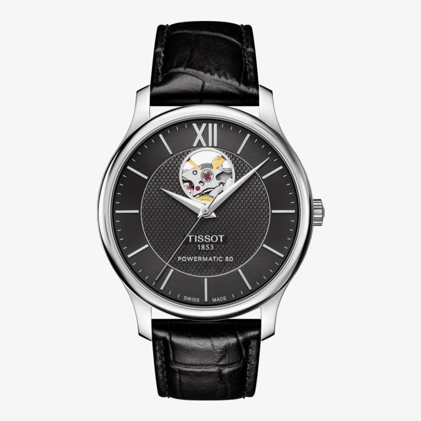 Tissot Tradition Powermatic 80 Open Heart - Tissot Powermatic 80 Open Heart, transparent png download